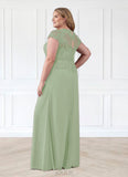 Maud A-Line Lace Chiffon Floor-Length Dress SJSP0019894