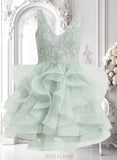 Gwendolyn Ball-Gown/Princess V-Neck Short Tulle Lace Homecoming Dress JLP0025671