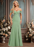 Jasmine Trumpet/Mermaid Off the Shoulder V-Neck Floor-Length Chiffon Bridesmaid Dress JLP0025810