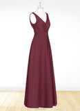 Joyce A-Line Pleated Chiffon Floor-Length Dress SJSP0019671