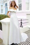 Satin Elegant A-Line Off The Shoulder Wedding Dresses Minimalist Wedding Gown