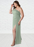 Haylee Sheath One Shoulder Mesh Floor-Length Dress SJSP0019635