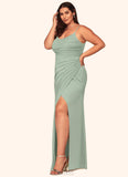 Desirae Mermaid Pleated Mesh Floor-Length Dress SJSP0019596