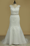 Plus Size Wedding Dresses Mermaid Tulle With Applique Court Train