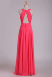 Bridesmaid Dresses Scoop Ruched Bodice Chiffon A Line Floor Length