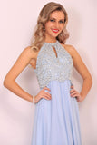 New Arrival Scoop Chiffon With Beading Prom Dresses Open Back