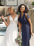 Nadia A-Line V-neck Floor-Length Bridesmaid Dress UKP0012770