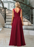 Juliana A-Line V-neck Floor-Length Bridesmaid Dress With Split Front UKP0012771