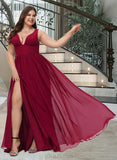 Juliana A-Line V-neck Floor-Length Bridesmaid Dress With Split Front UKP0012771