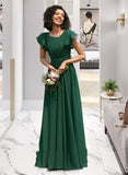 Taniya A-Line Scoop Neck Floor-Length Bridesmaid Dress With Ruffle UKP0012773