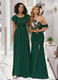 Taniya A-Line Scoop Neck Floor-Length Bridesmaid Dress With Ruffle UKP0012773