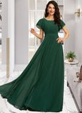 Taniya A-Line Scoop Neck Floor-Length Bridesmaid Dress With Ruffle UKP0012773