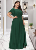 Taniya A-Line Scoop Neck Floor-Length Bridesmaid Dress With Ruffle UKP0012773