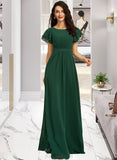 Taniya A-Line Scoop Neck Floor-Length Bridesmaid Dress With Ruffle UKP0012773