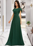 Taniya A-Line Scoop Neck Floor-Length Bridesmaid Dress With Ruffle UKP0012773