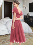 Brynlee A-Line V-neck Asymmetrical Bridesmaid Dress With Ruffle UKP0012775