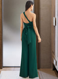 Skye Jumpsuit/Pantsuit One-Shoulder Halter V-neck High Neck Floor-Length Bridesmaid Dress With Ruffle UKP0012777