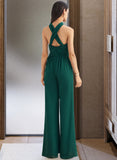 Skye Jumpsuit/Pantsuit One-Shoulder Halter V-neck High Neck Floor-Length Bridesmaid Dress With Ruffle UKP0012777