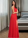 Yaritza A-Line Scoop Neck Floor-Length Bridesmaid Dress UKP0012779