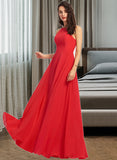 Yaritza A-Line Scoop Neck Floor-Length Bridesmaid Dress UKP0012779