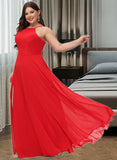 Yaritza A-Line Scoop Neck Floor-Length Bridesmaid Dress UKP0012779