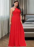 Yaritza A-Line Scoop Neck Floor-Length Bridesmaid Dress UKP0012779