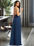 Adalyn A-Line V-neck Floor-Length Bridesmaid Dress With Split Front UKP0012780