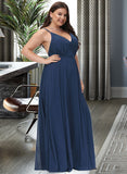 Adalyn A-Line V-neck Floor-Length Bridesmaid Dress With Split Front UKP0012780