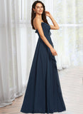 Jayden A-Line V-neck Floor-Length Bridesmaid Dress With Split Front UKP0012782