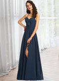 Jayden A-Line V-neck Floor-Length Bridesmaid Dress With Split Front UKP0012782