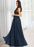 Jayden A-Line V-neck Floor-Length Bridesmaid Dress With Split Front UKP0012782