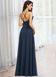 Jayden A-Line V-neck Floor-Length Bridesmaid Dress With Split Front UKP0012782