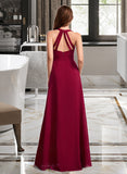 Jade A-Line V-neck Floor-Length Bridesmaid Dress UKP0012785