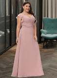 Lorna Empire V-Neck Floor-Length Chiffon Bridesmaid Dress With Cascading Ruffles UKP0012790