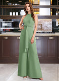 Rebecca Jumpsuit/Pantsuit High Neck Floor-Length Bridesmaid Dress With Bow(s) UKP0012792