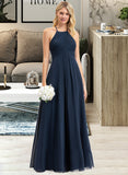 Thirza A-Line Scoop Neck Floor-Length Chiffon Bridesmaid Dress With Ruffle UKP0012793