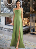 Nathalia A-Line Cowl Neck Floor-Length Bridesmaid Dress With Split Front UKP0012796