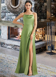 Nathalia A-Line Cowl Neck Floor-Length Bridesmaid Dress With Split Front UKP0012796