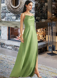 Nathalia A-Line Cowl Neck Floor-Length Bridesmaid Dress With Split Front UKP0012796