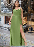 Nathalia A-Line Cowl Neck Floor-Length Bridesmaid Dress With Split Front UKP0012796