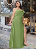 Nathalia A-Line Cowl Neck Floor-Length Bridesmaid Dress With Split Front UKP0012796