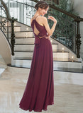 Mara A-Line Halter Floor-Length Bridesmaid Dress With Split Front UKP0012798