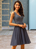 Heidi A-Line V-neck Knee-Length Chiffon Bridesmaid Dress With Beading UKP0012800