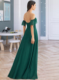 Kate A-Line Off-the-Shoulder Floor-Length Bridesmaid Dress With Split Front UKP0012802