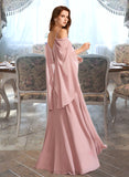 Noemi A-Line V-neck Floor-Length Bridesmaid Dress UKP0012810