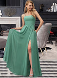 Addisyn A-Line Square Neckline Floor-Length Chiffon Bridesmaid Dress UKP0012811