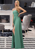 Addisyn A-Line Square Neckline Floor-Length Chiffon Bridesmaid Dress UKP0012811