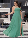 Addisyn A-Line Square Neckline Floor-Length Chiffon Bridesmaid Dress UKP0012811