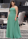 Addisyn A-Line Square Neckline Floor-Length Chiffon Bridesmaid Dress UKP0012811