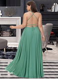 Addisyn A-Line Square Neckline Floor-Length Chiffon Bridesmaid Dress UKP0012811